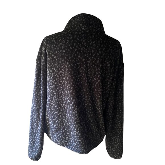 Bebe Sport Full Zip Fleece Logo cheetah print jacket M black gray pockets toggle - Picture 3 of 11